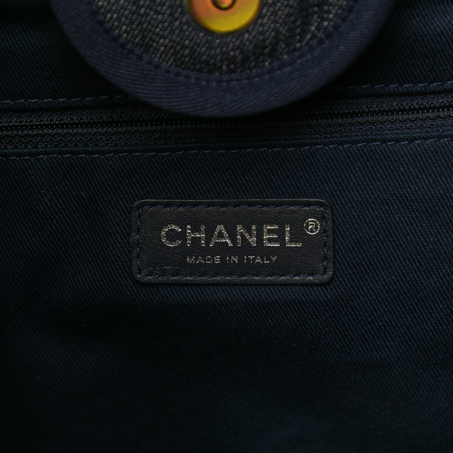 Chanel Denim Large Deauville Tote Blue Orange 6 of 11
