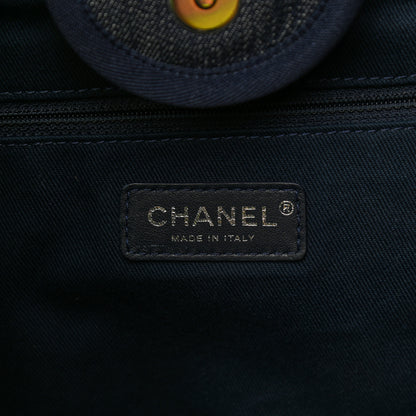 Chanel Denim Large Deauville Tote Blue Orange 6 of 11