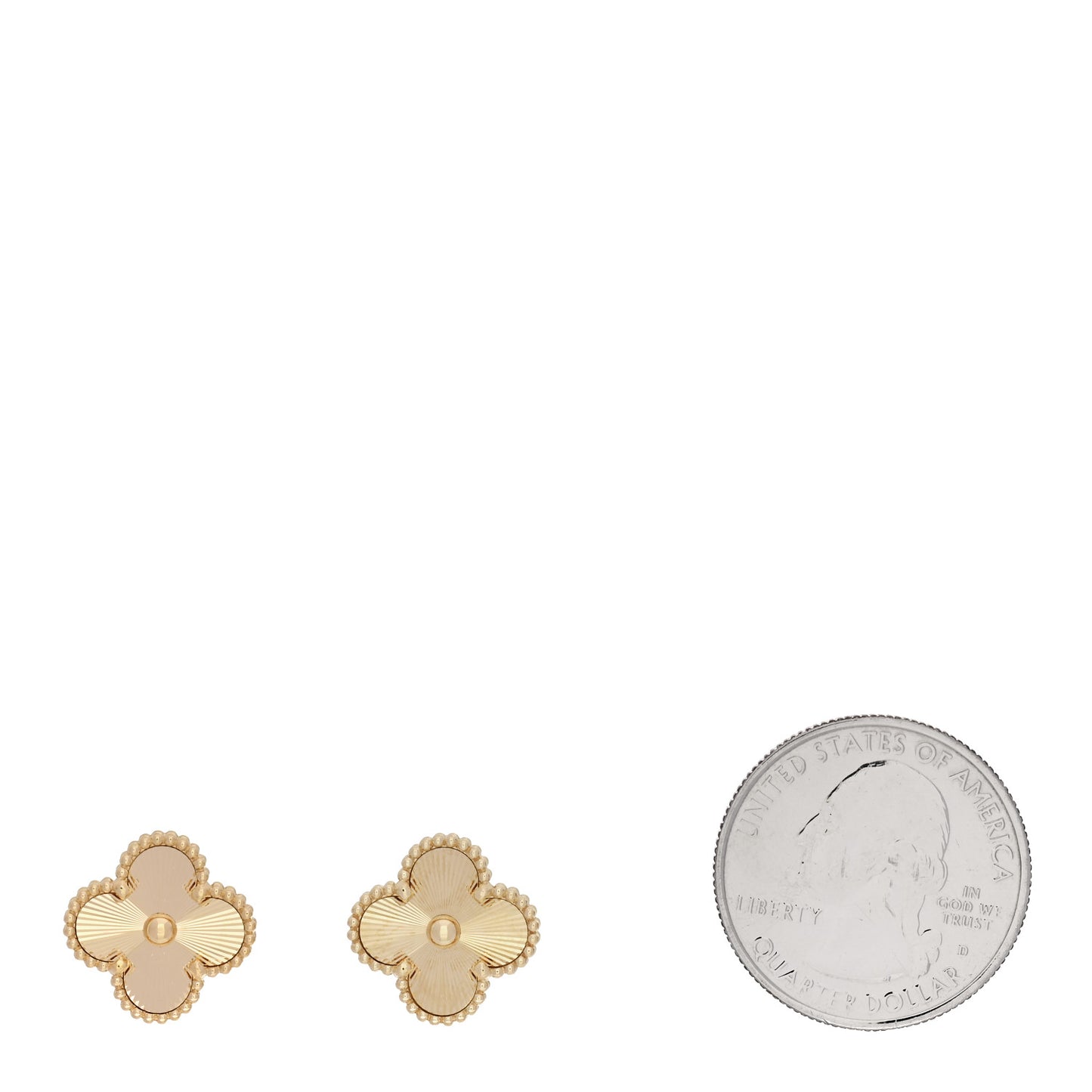 18K Yellow Gold Guilloche Vintage Alhambra Earrings