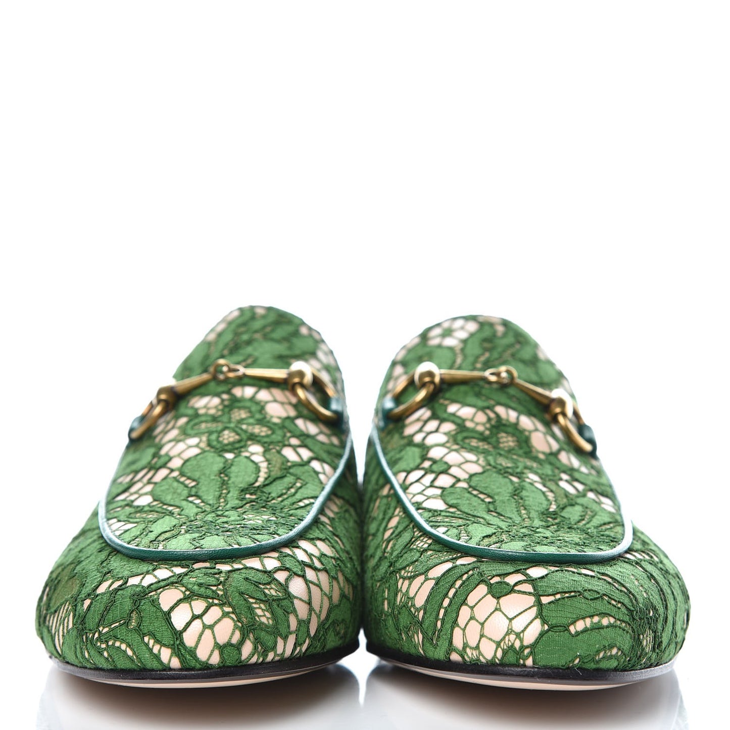 Lace Malaga Kid Womens Princetown Slippers 38 Green Grass Skin Rose