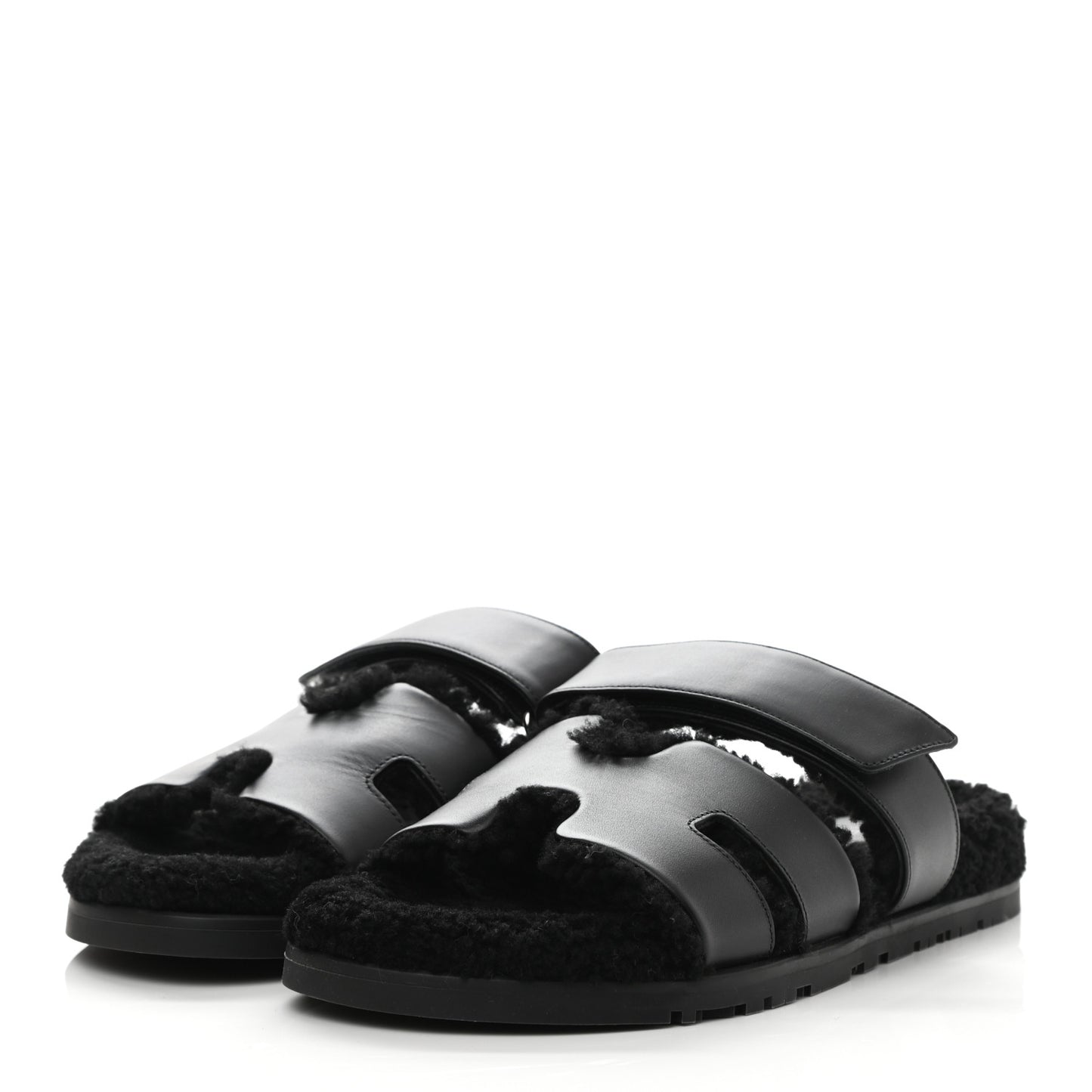 Calfskin Woolskin Womens Chypre Sandals 39 Black