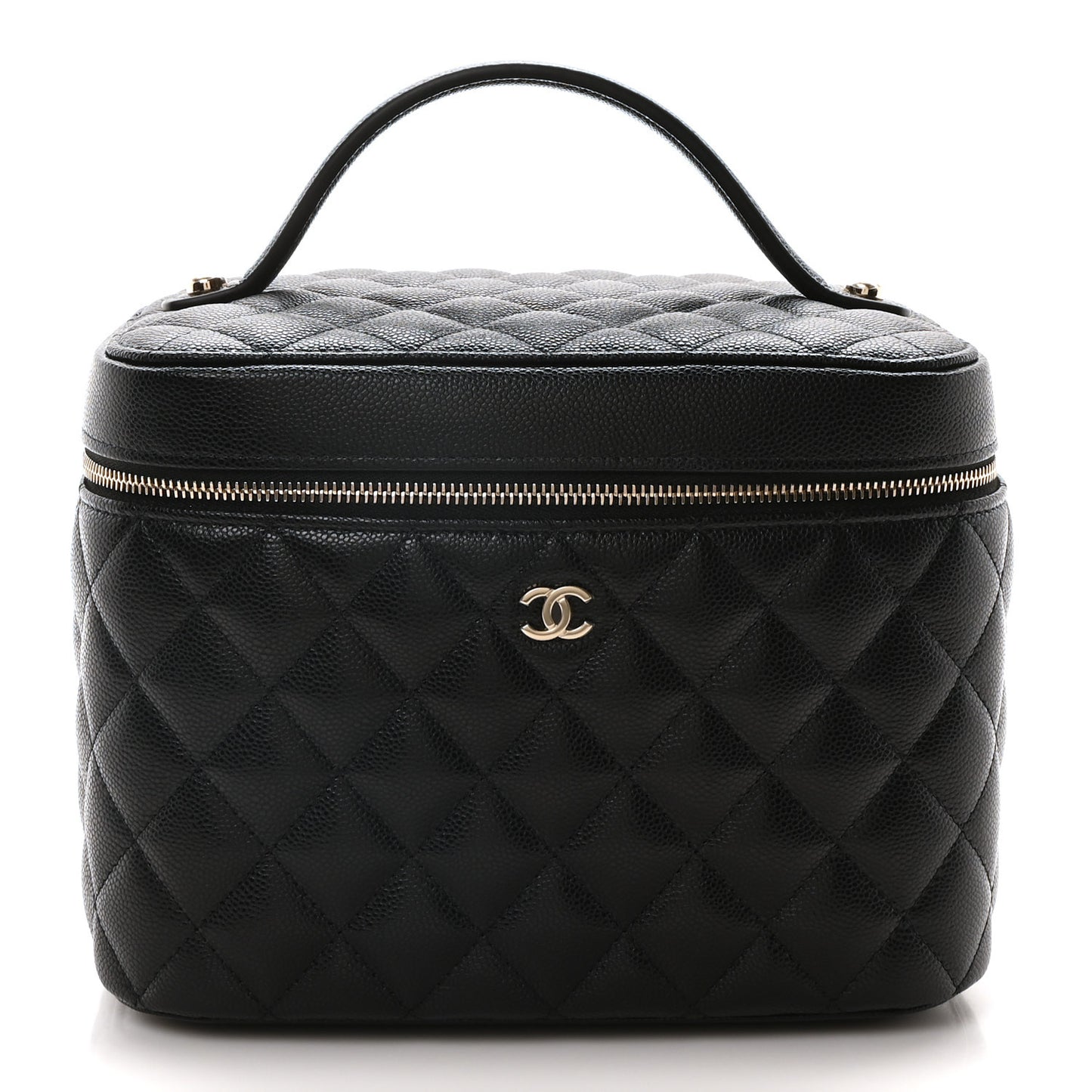 Caviar Quilted Large Vanity Pouch Black