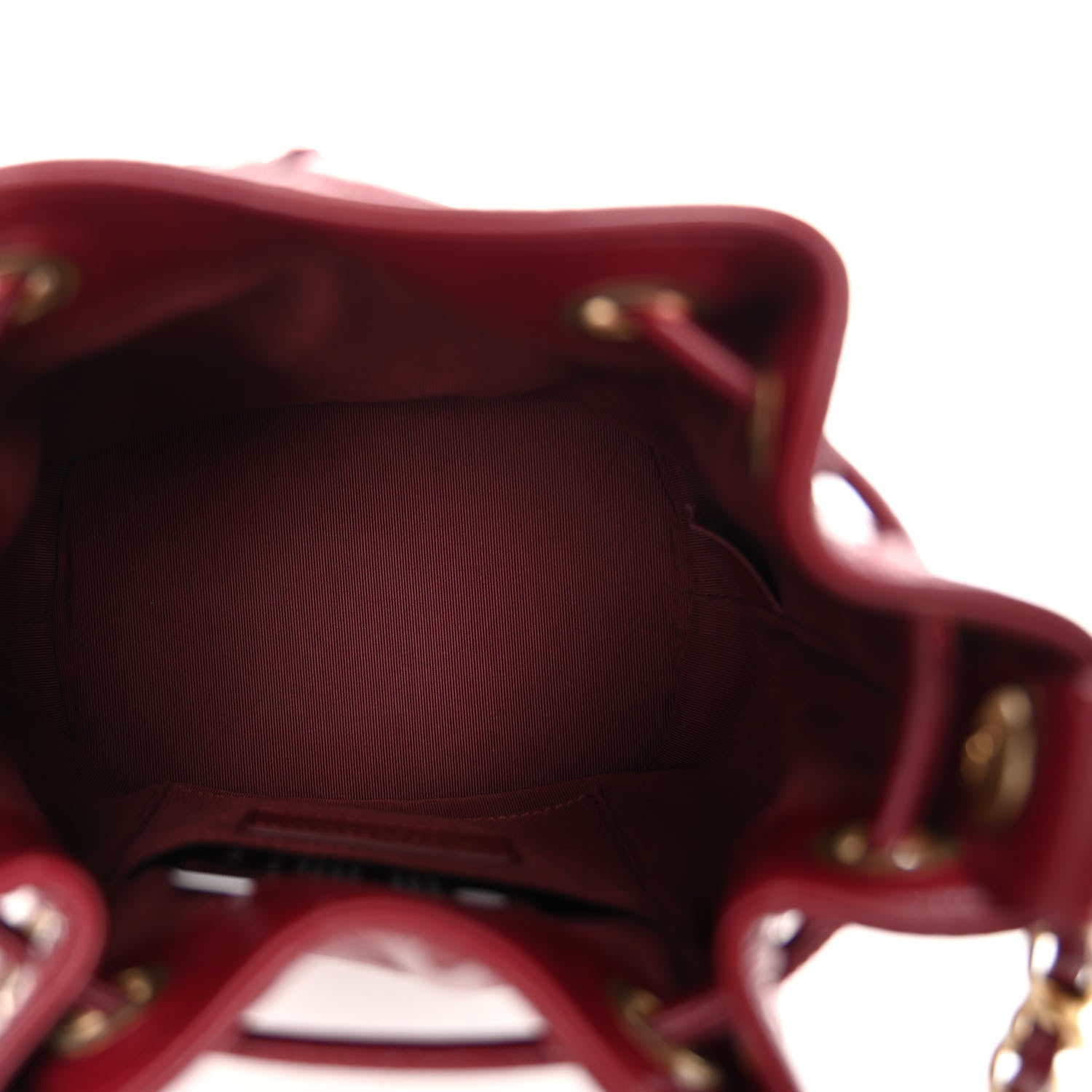 Chanel Shiny Aged Calfskin CC Chain Mini Drawstring Bag Red 5 of 10