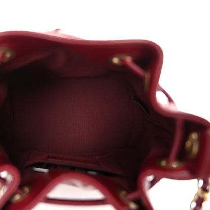 Chanel Shiny Aged Calfskin CC Chain Mini Drawstring Bag Red 5 of 10
