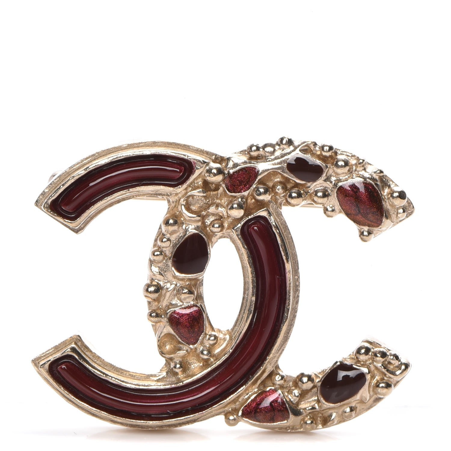 Chanel Enamel Gripoix Poured Glass CC Brooch Gold 1 of 3