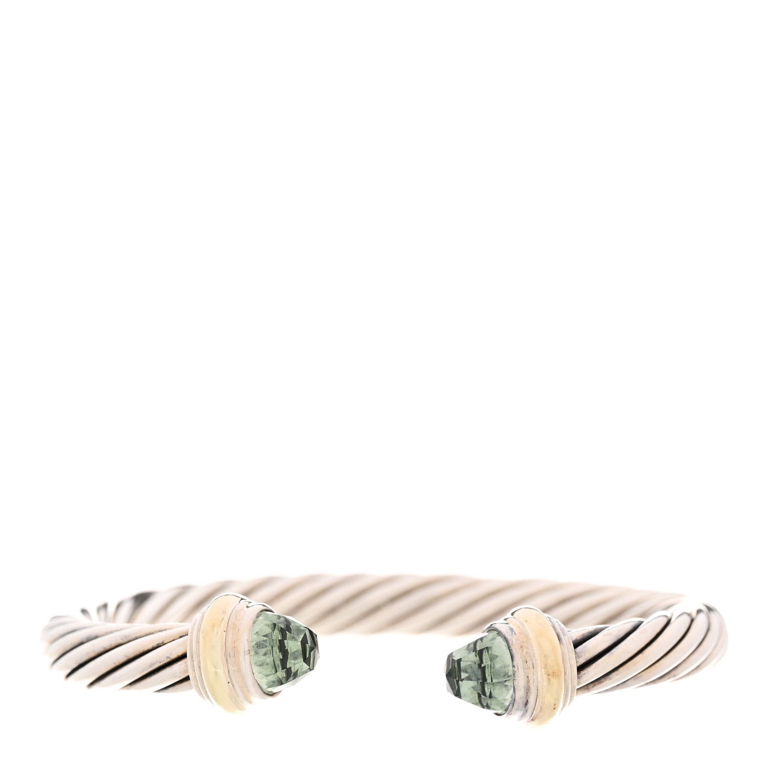 David Yurman Sterling Silver 14K Yellow Gold Prasiolite 7mm Cable Classics Bracelet 1 of 6