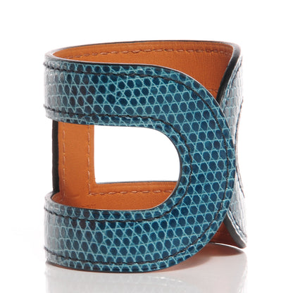 Hermes Lizard Ano Cuff Small Bleu Petrole 3 of 6