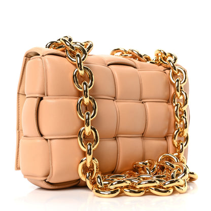 Bottega Veneta Lambskin Maxi Intreccio Padded Chain Cassette Crossbody Bag Almond 3 of 9
