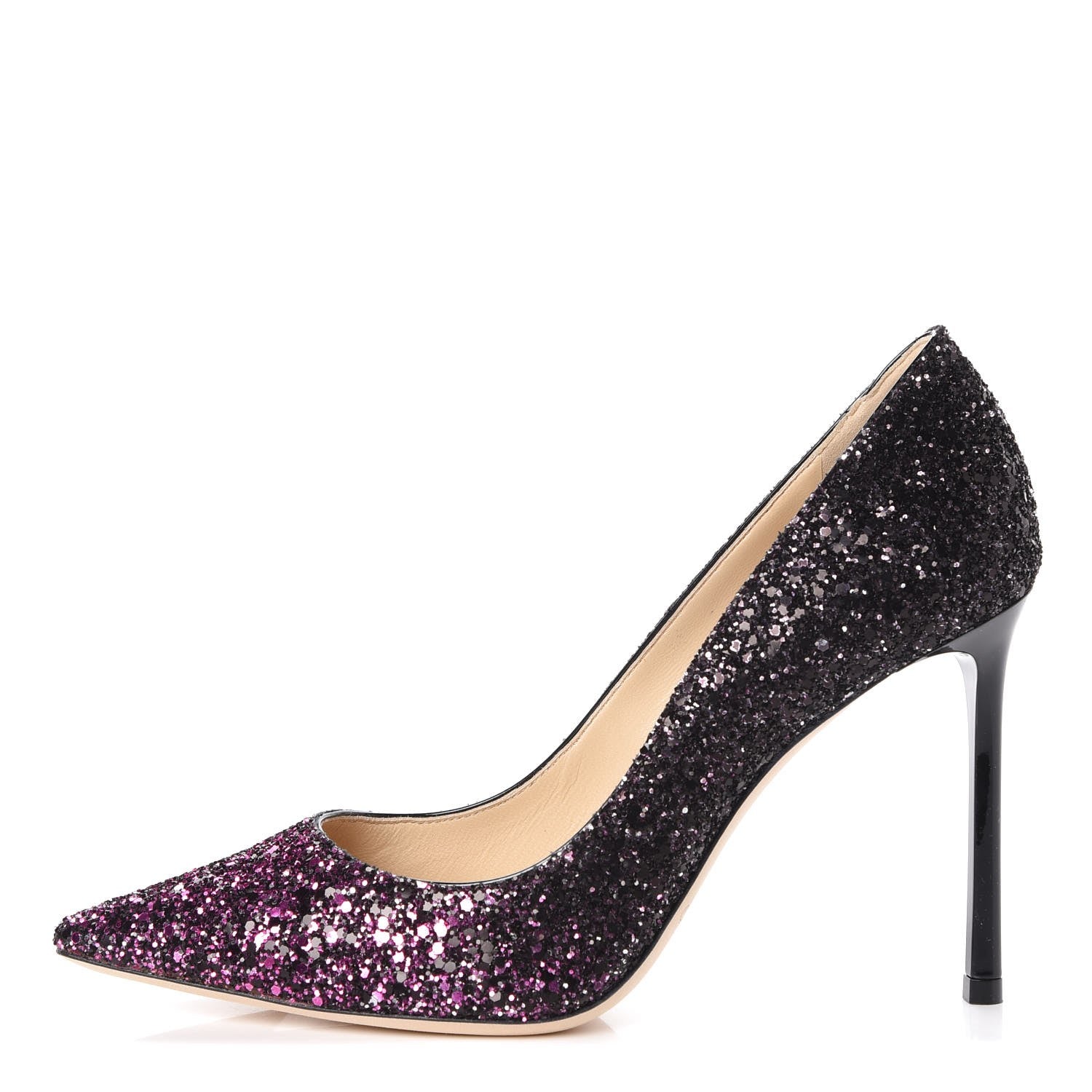 Jimmy Choo Coarse Glitter Degrade Romy 100 Pumps 37.5 Pink Black 1 of 10