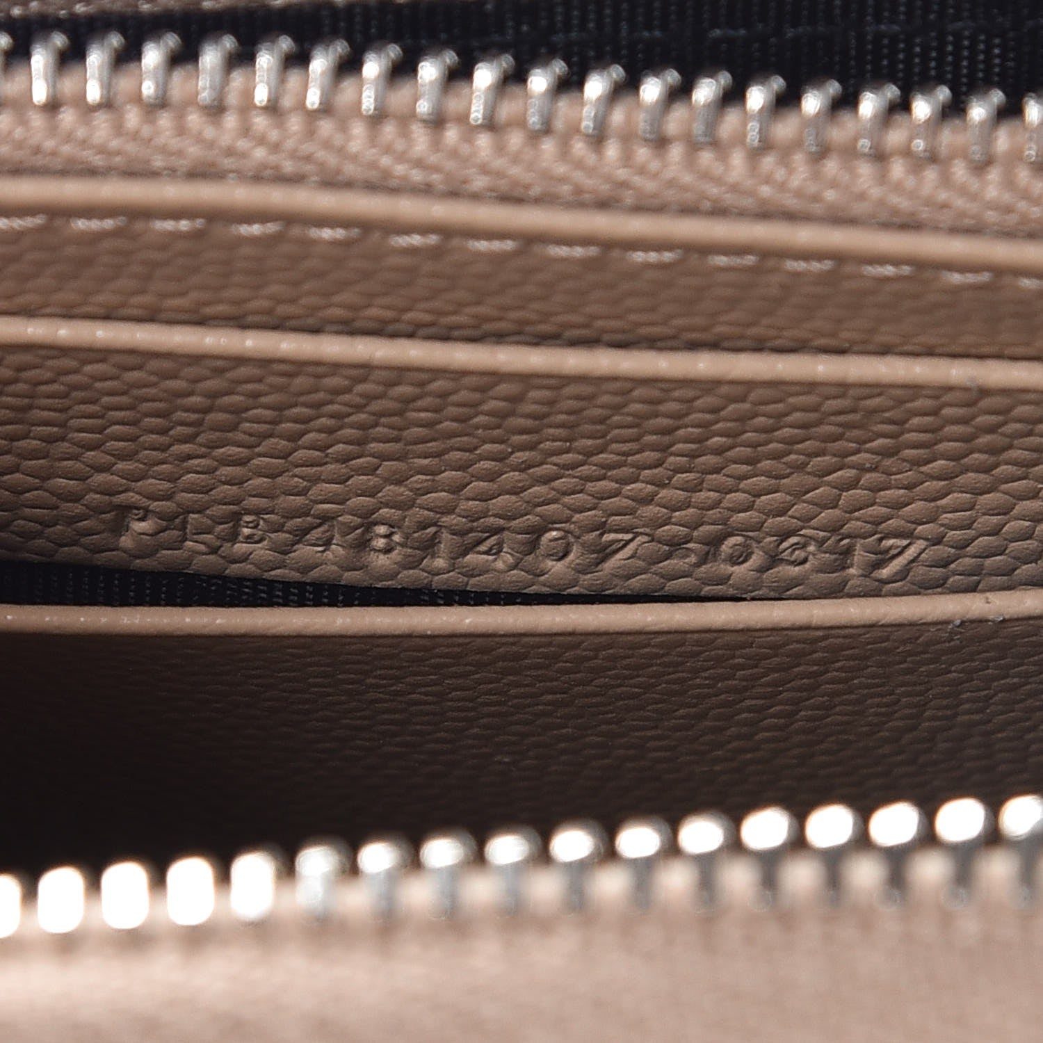 Saint Laurent Grain De Poudre Matelasse Chevron Monogram Zip Around Wallet Dark Beige 7 of 7