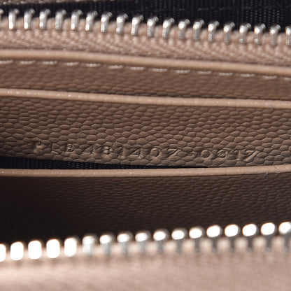 Saint Laurent Grain De Poudre Matelasse Chevron Monogram Zip Around Wallet Dark Beige 7 of 7