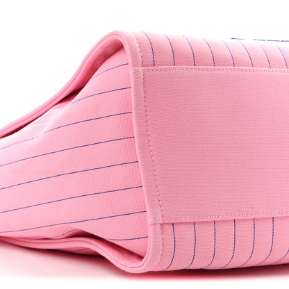 Chanel Canvas Calfskin Striped Large Deauville Tote Pink Blue 9 of 10