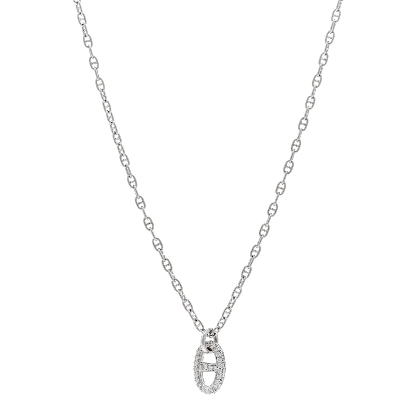18K White Gold Diamond New Farandole Pendant Necklace ST