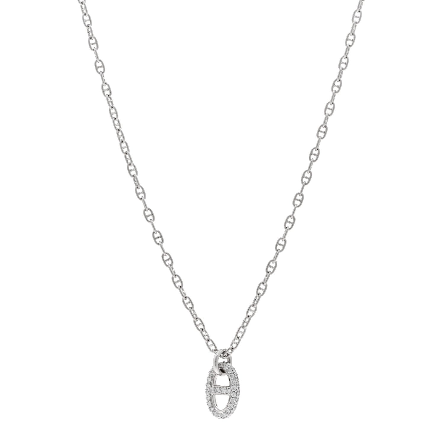 Hermes 18K White Gold Diamond New Farandole Pendant Necklace ST 1 of 6