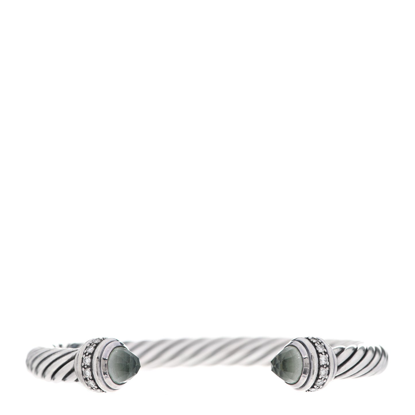 Sterling Silver Diamond Prasiolite 7mm Cable Classics Bracelet