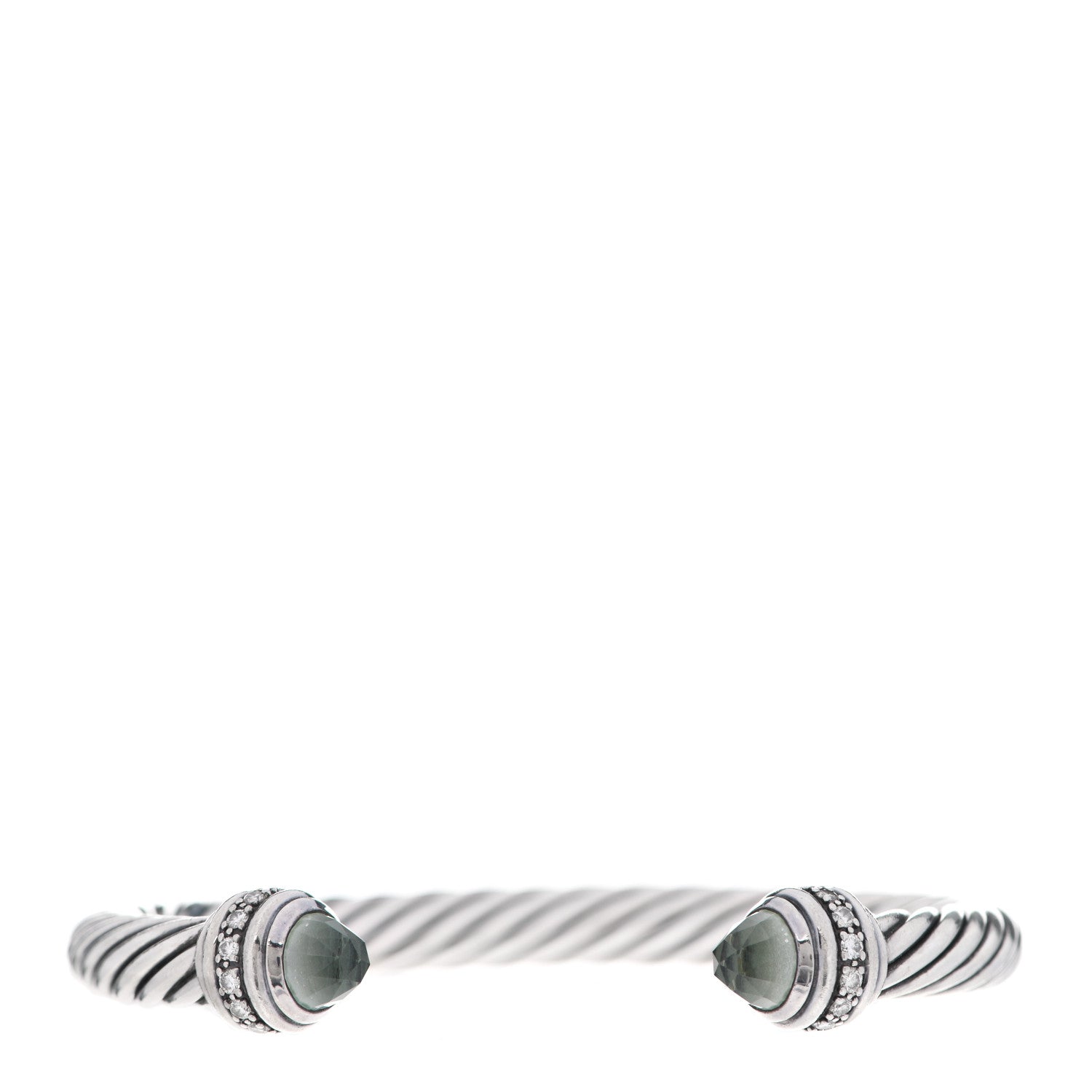 David Yurman Sterling Silver Diamond Prasiolite 7mm Cable Classics Bracelet 1 of 5