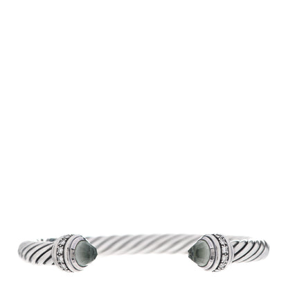 David Yurman Sterling Silver Diamond Prasiolite 7mm Cable Classics Bracelet 1 of 5