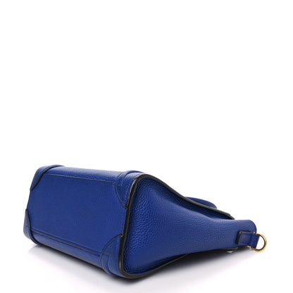 Celine Drummed Calfskin Nano Luggage Indigo 7 of 9