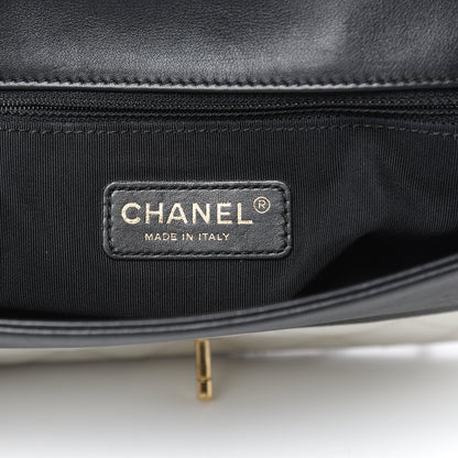 Chanel Lambskin Quilted Graphic Medium Flap White Black 6 of 17