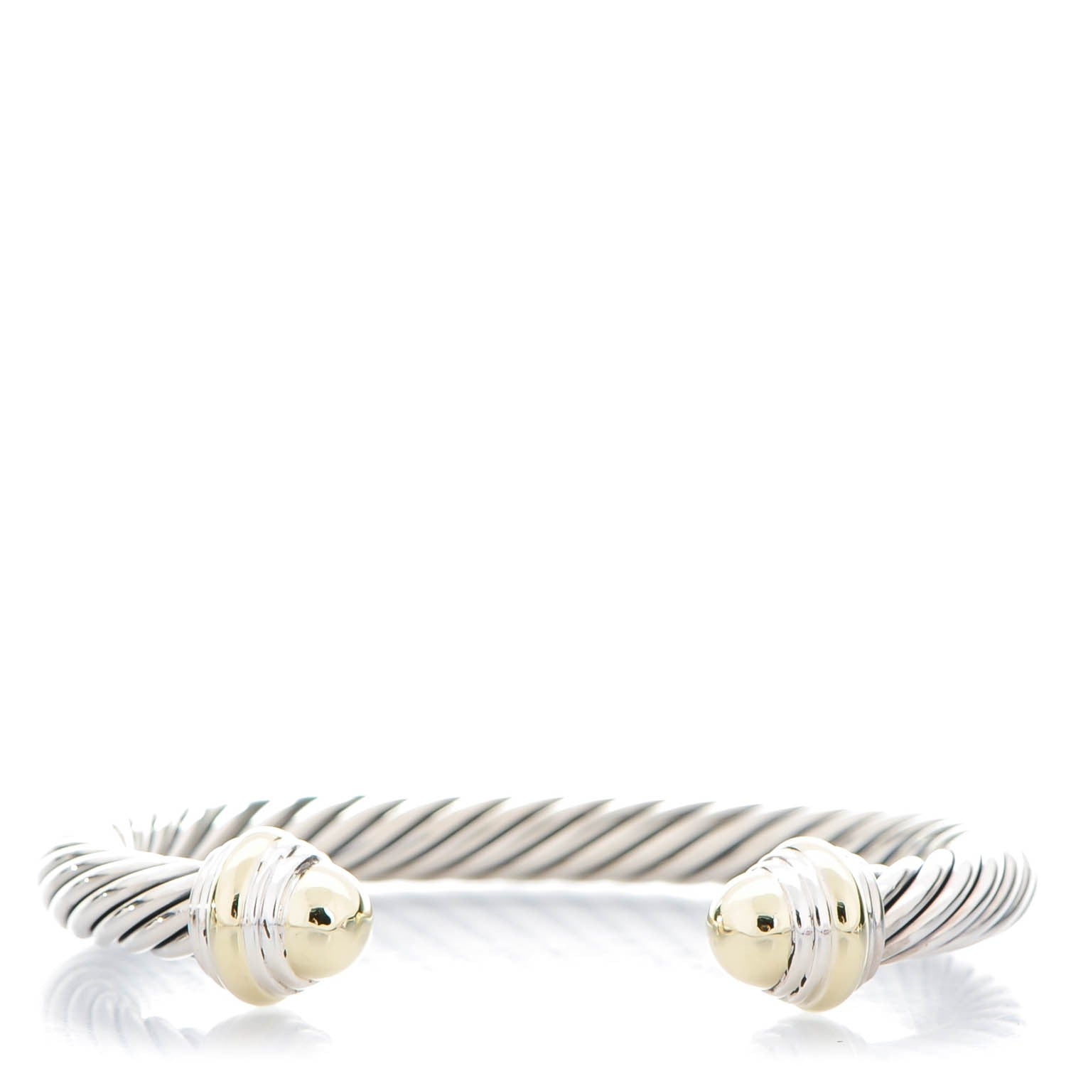 David Yurman Sterling Silver 14K Yellow Gold 7mm Cable Classics Bracelet 1 of 5