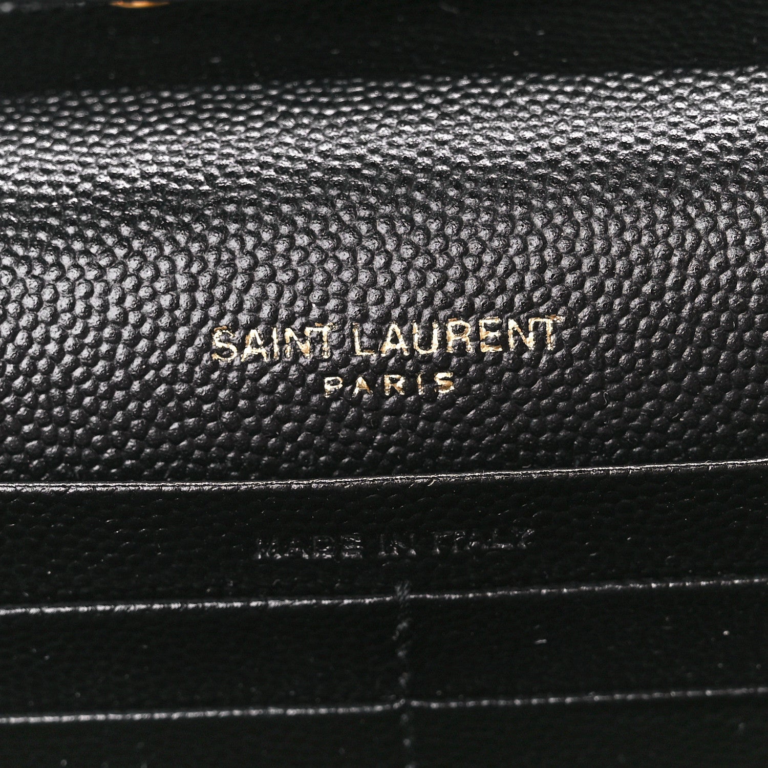 Saint Laurent Grain De Poudre Matelasse Chevron Monogram Chain Wallet Black 6 of 10