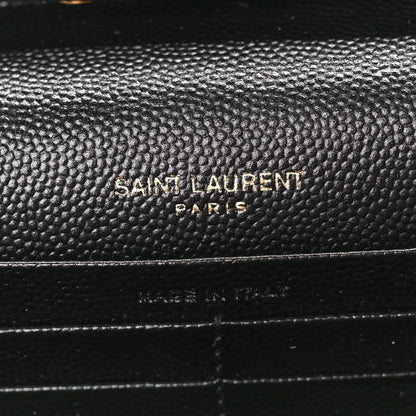Saint Laurent Grain De Poudre Matelasse Chevron Monogram Chain Wallet Black 6 of 10