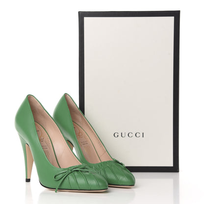 Gucci Nappa Bow High Heel Pumps 36 New Shamarock 10 of 10