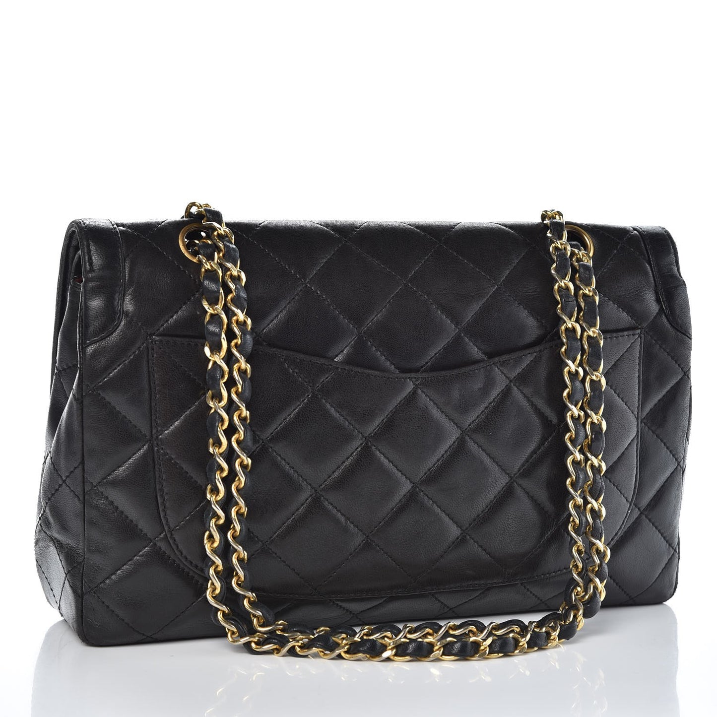 Lambskin Quilted Medium Double Flap Black