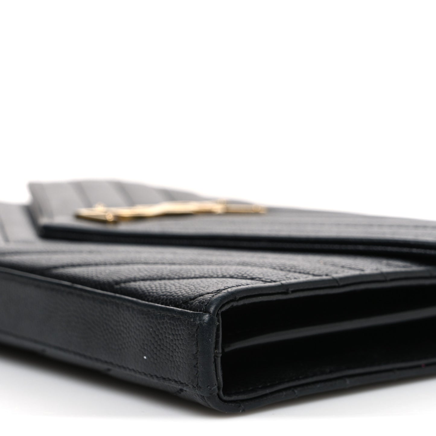 Grain De Poudre Matelasse Chevron Monogram Chain Wallet Black