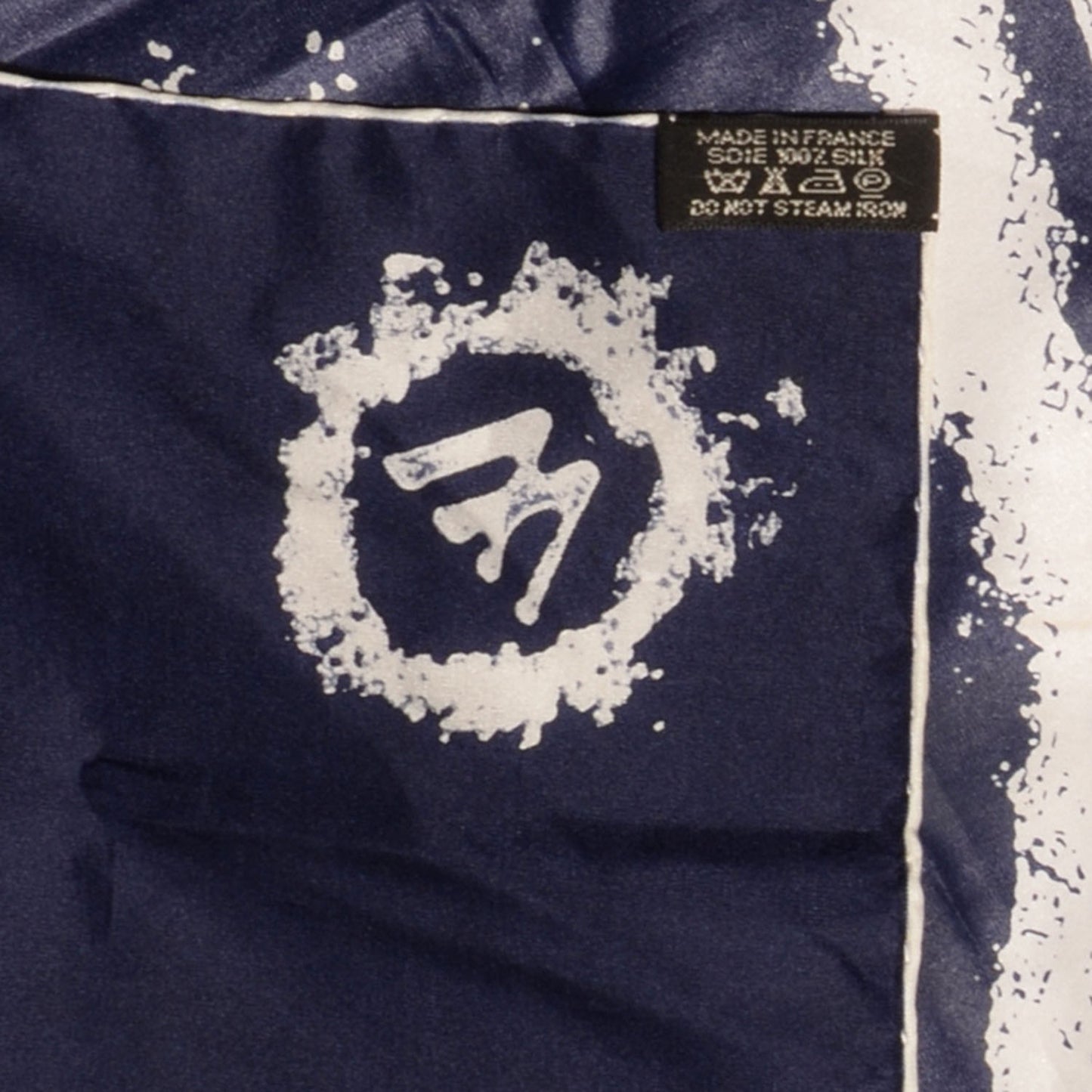 Silk Ex-Libris Globe Trotter Scarf 70 Navy