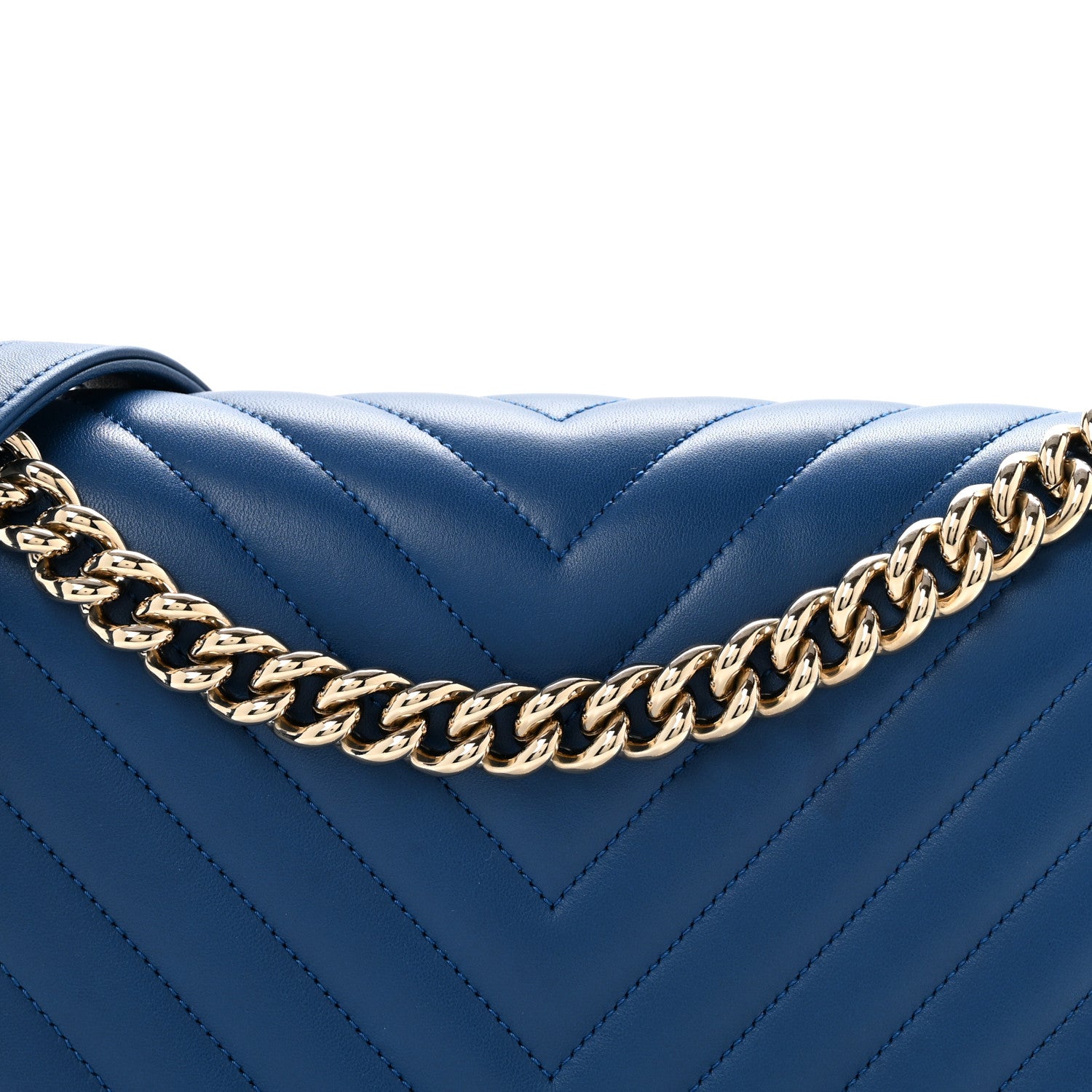 Chanel Lambskin Chevron Quilted New Medium Boy Flap Blue 8 of 15