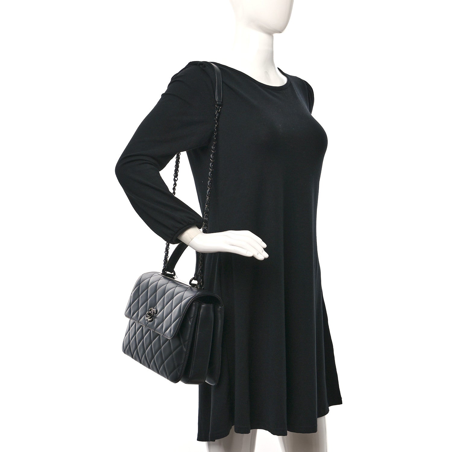 Chanel Lambskin Quilted Medium Trendy CC Flap Dual Handle Bag So Black 2 of 9