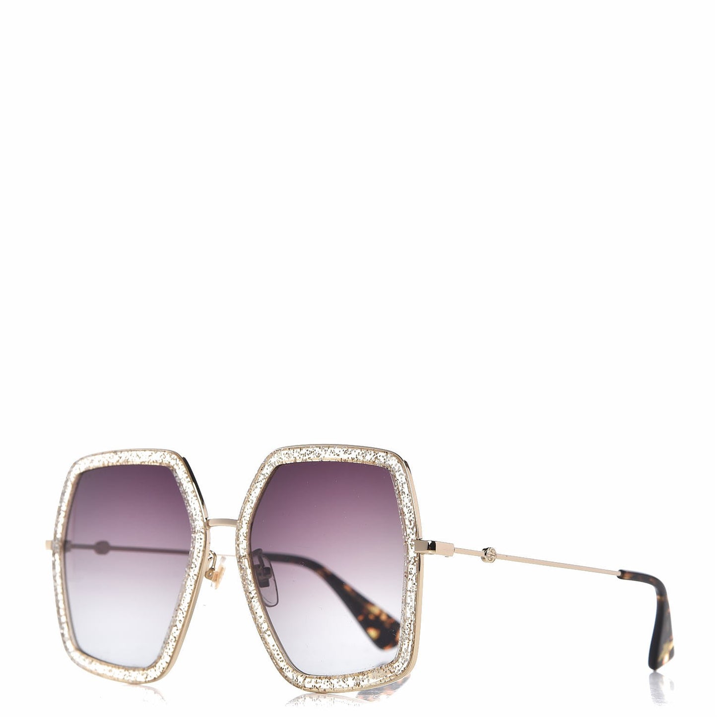 Glitter Acetate Oversize Square Frame Sunglasses GG0106S Gold