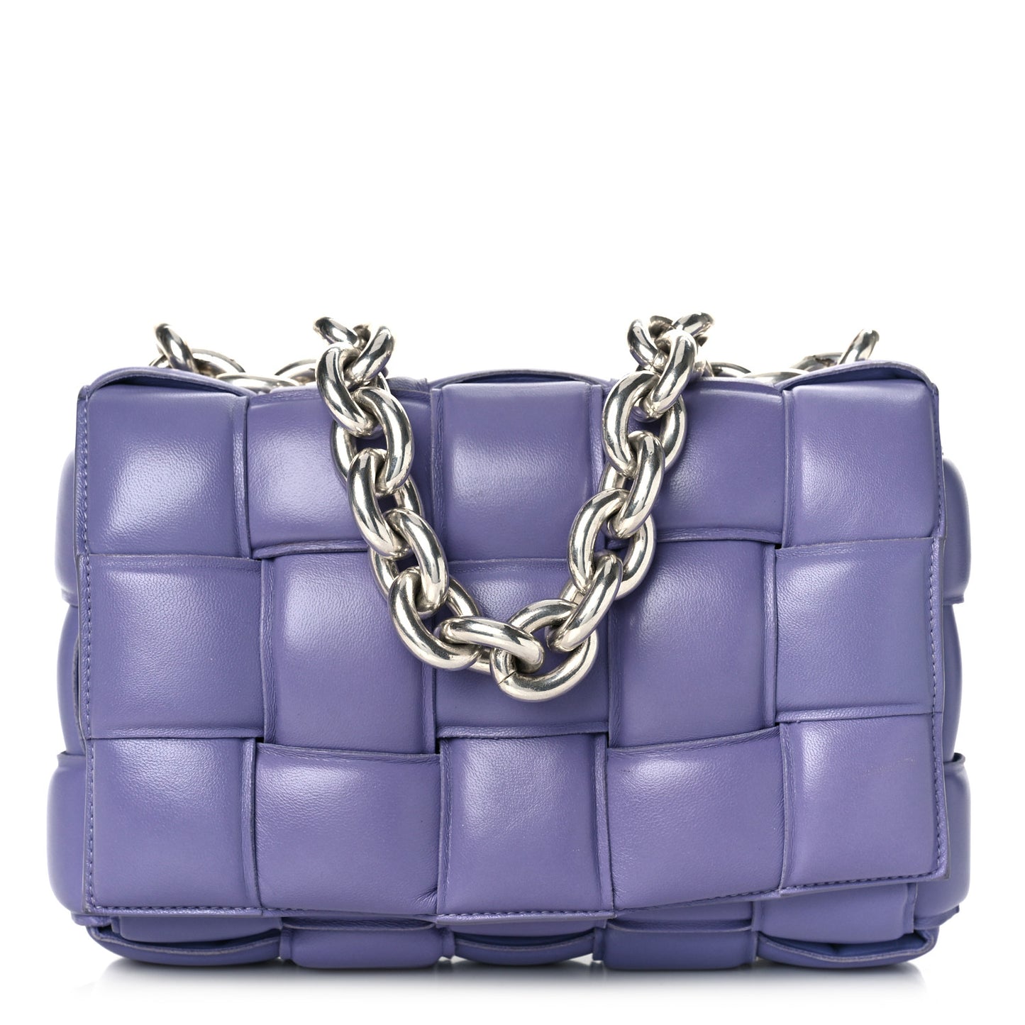Lambskin Maxi Intreccio Padded Chain Cassette Crossbody Bag Lavender