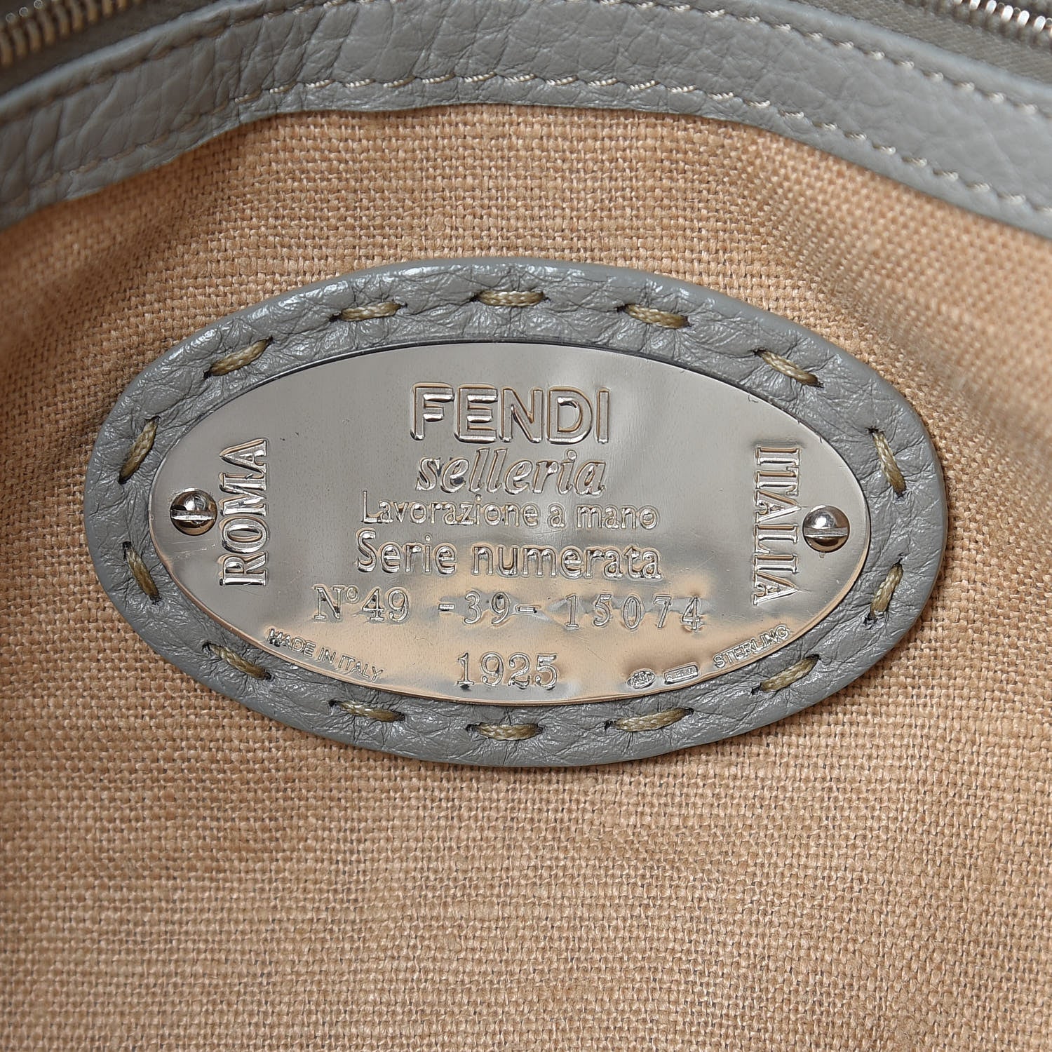 Fendi Calfskin Romano Selleria Large Villa Borghese Tote Grey 8 of 10