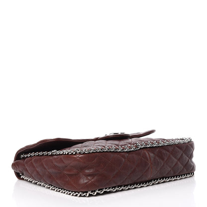 Chanel Crumpled Lambskin Quilted Maxi Chain Around Flap Dark Brown 4 of 17