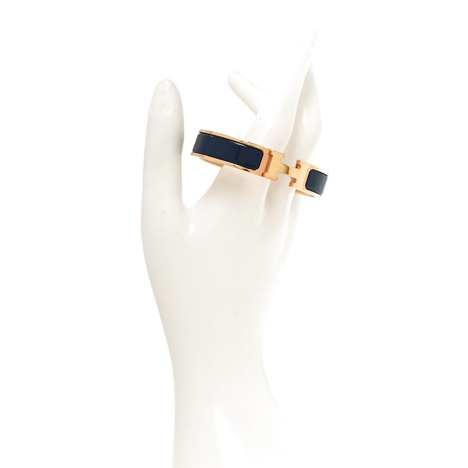 Hermes Narrow Enamel Clic Clac H Bracelet PM Bleu Nuit 2 of 5