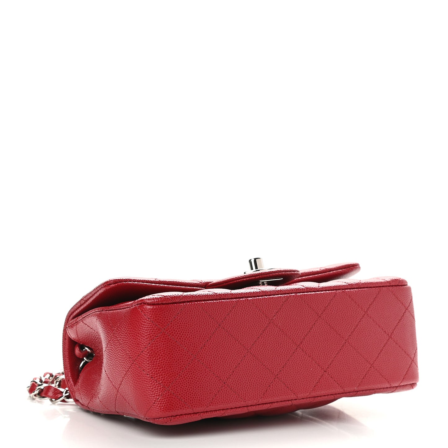 Caviar Quilted Mini Rectangular Flap Red