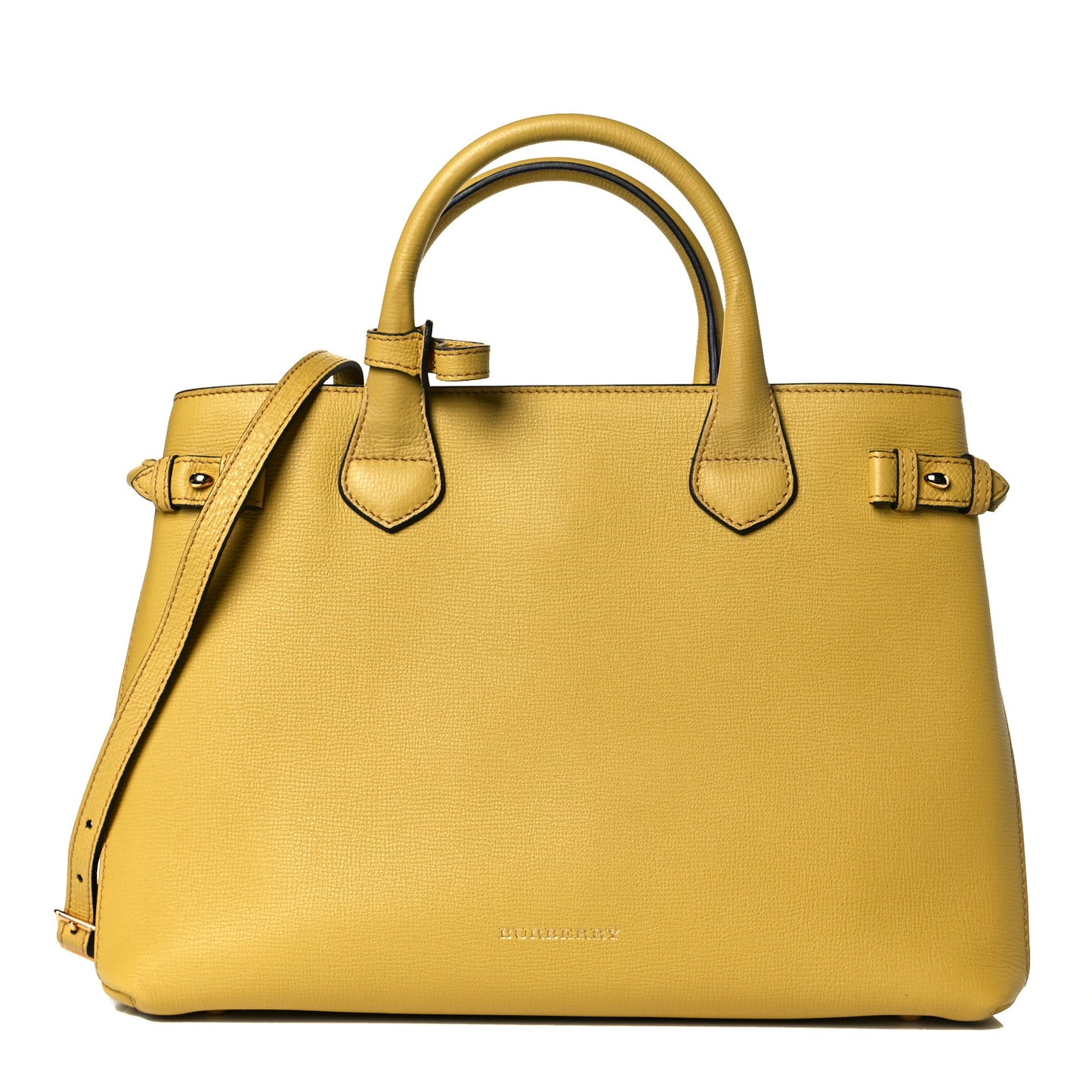 Grainy Calfskin House Check Medium Banner Tote Yellow