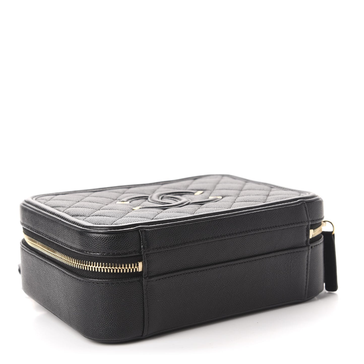 Caviar Quilted Medium CC Filigree Vanity Case Black