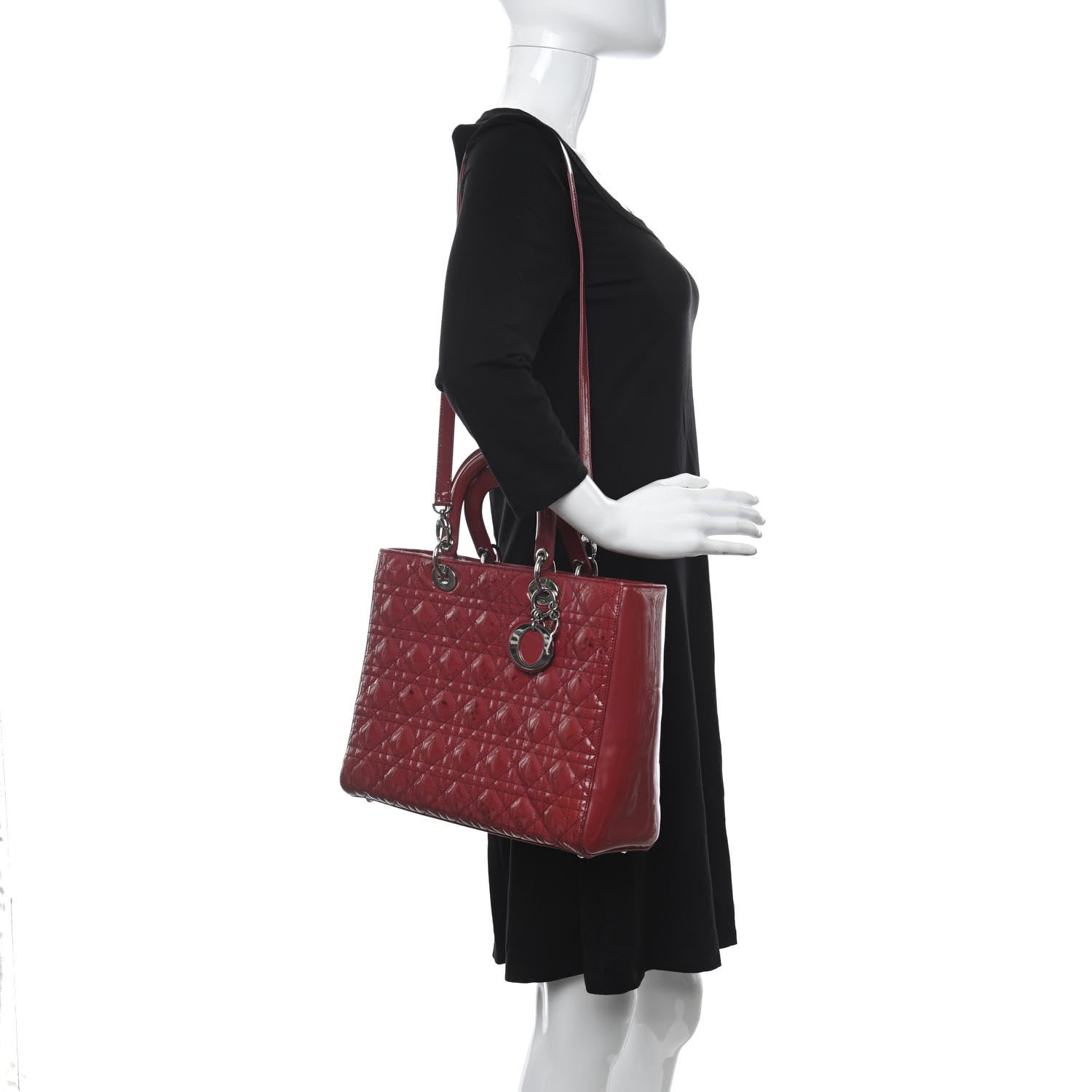 Christian Dior Patent Cannage Large Lady Dior Fuchsia 2 of 16