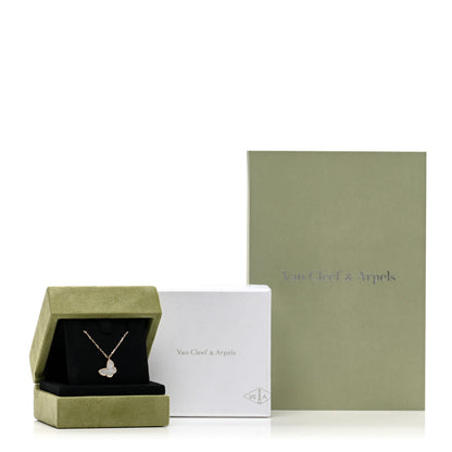 Van Cleef & Arpels 18K Yellow Gold Mother of Pearl Sweet Alhambra Butterfly Pendant Necklace 6 of 6