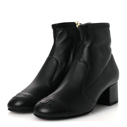 Chanel Stretch Lambskin Cap Toe CC Uniform Short Boots 36 Black 4 of 11
