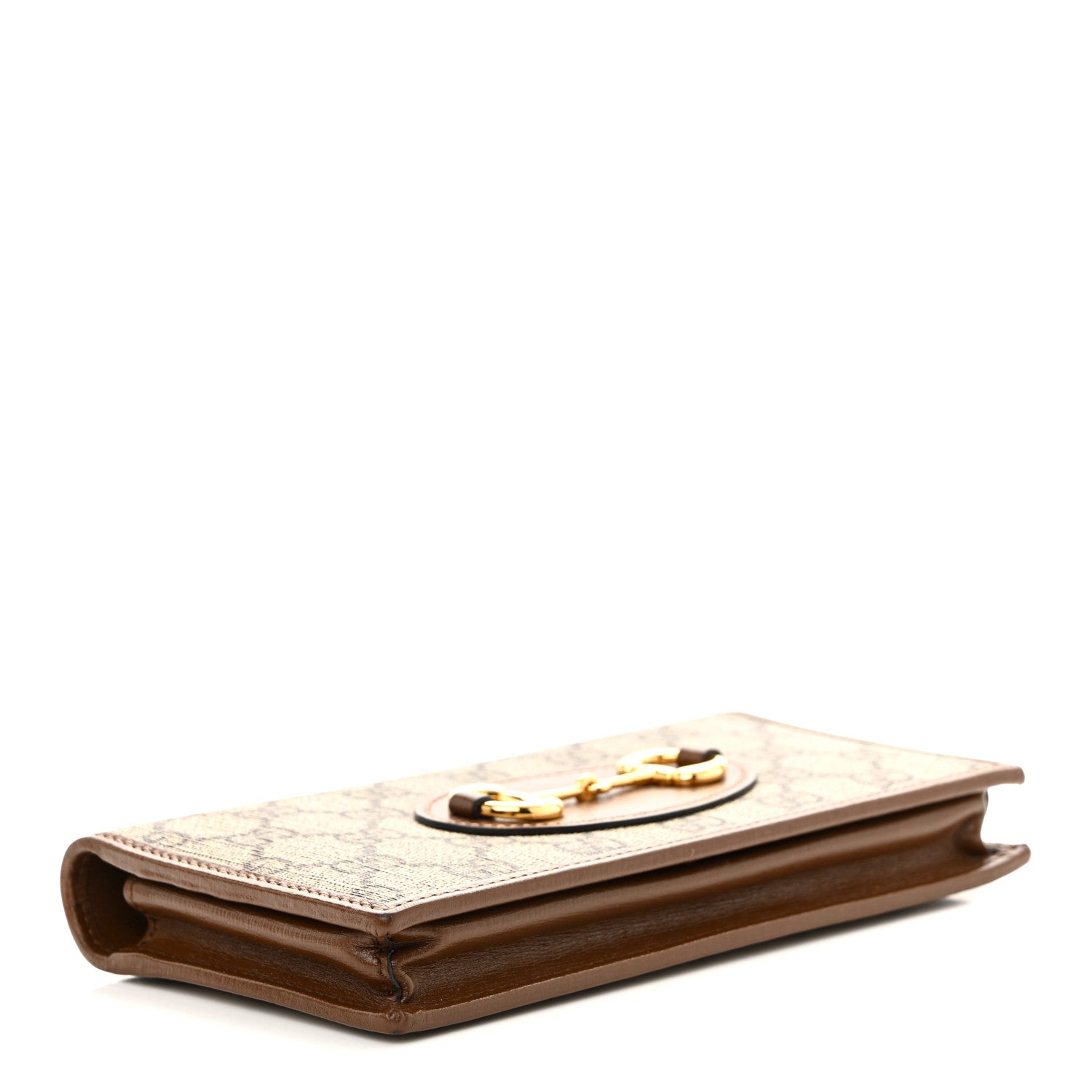 Gucci GG Supreme Monogram Azalea Calfskin Horsebit 1955 Wallet On Chain Beige Ebony Brown Sugar 4 of 11