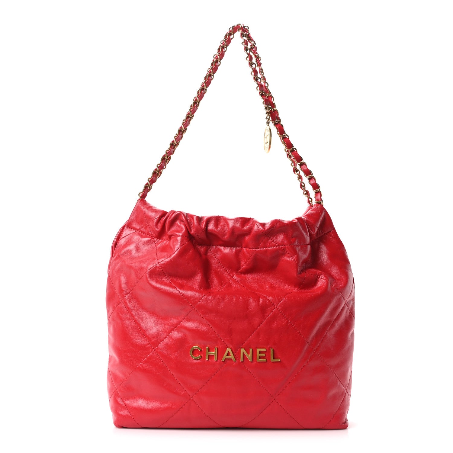 Chanel Shiny Calfskin Quilted Small Chanel 22 Red 1 of 11