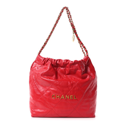 Chanel Shiny Calfskin Quilted Small Chanel 22 Red 1 of 11