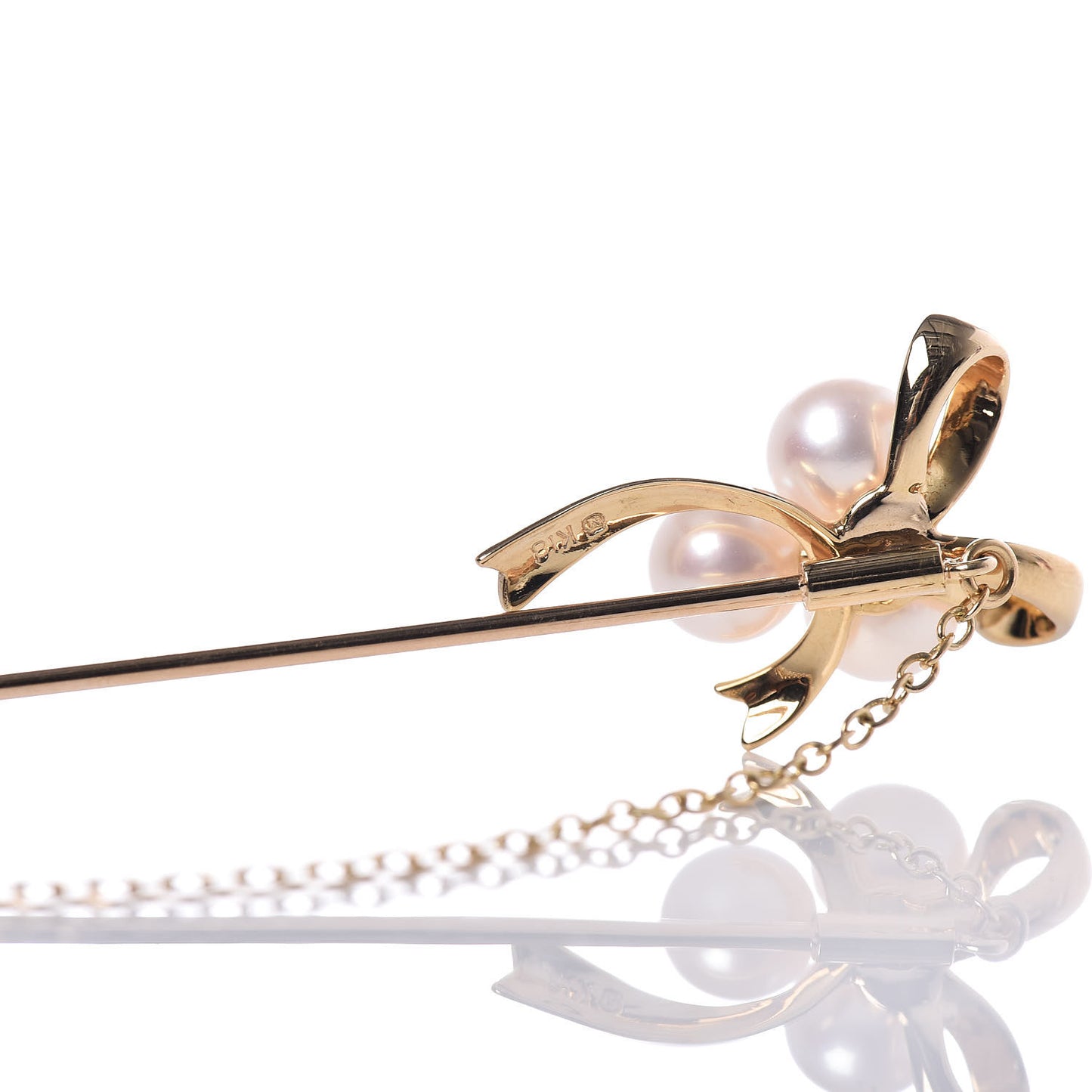 18K Yellow Gold Akoya Pearl 5.5mm Stick Pin Brooch