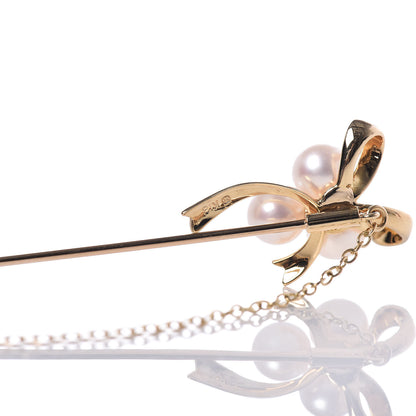 Mikimoto 18K Yellow Gold Akoya Pearl 5.5mm Stick Pin Brooch 3 of 4