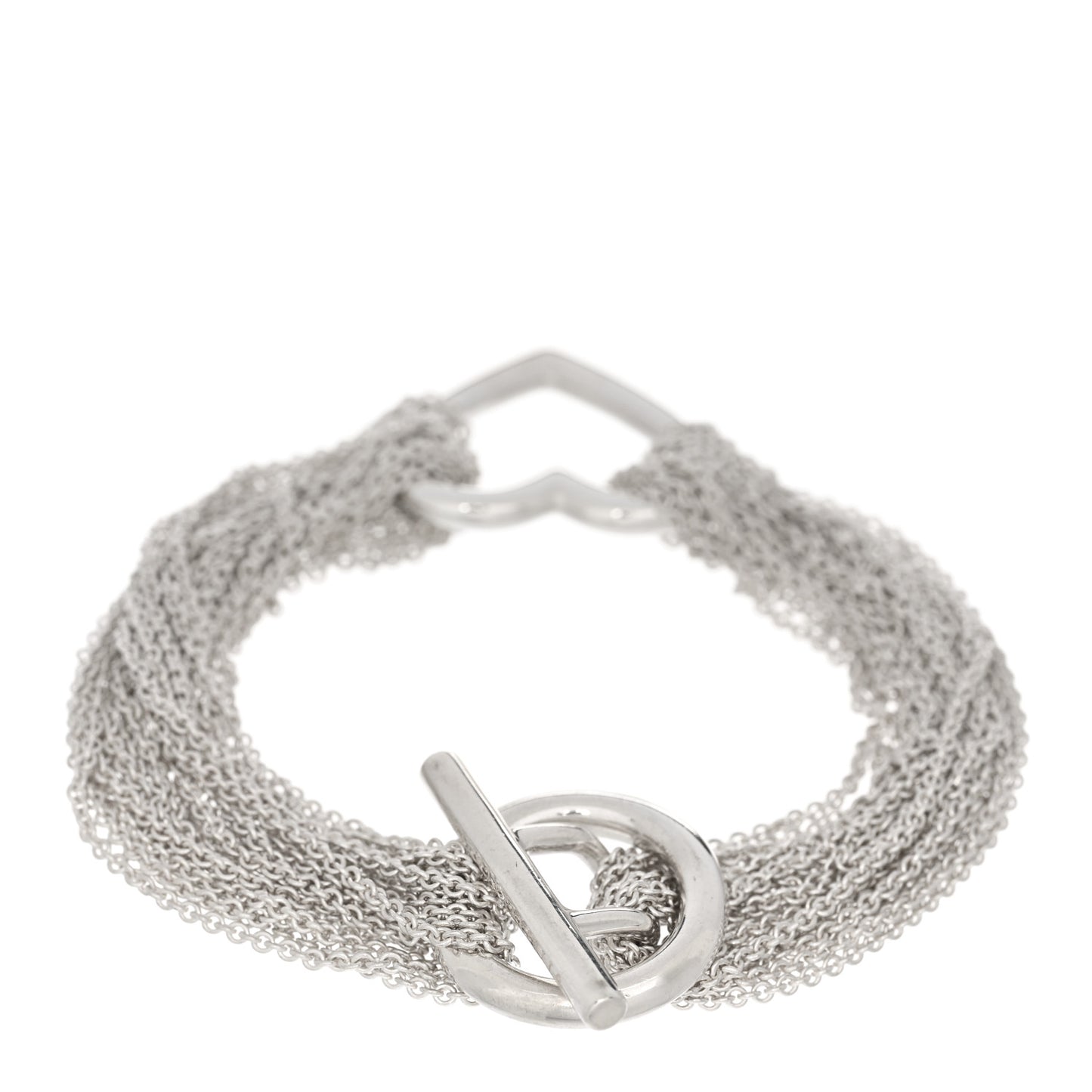 Sterling Silver Open Heart Multi Strand Bracelet
