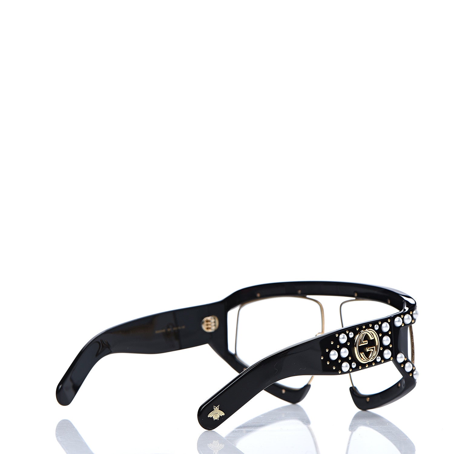 Gucci Acetate Pearl Rectangular Frame Sunglasses GG0234S Black 3 of 6